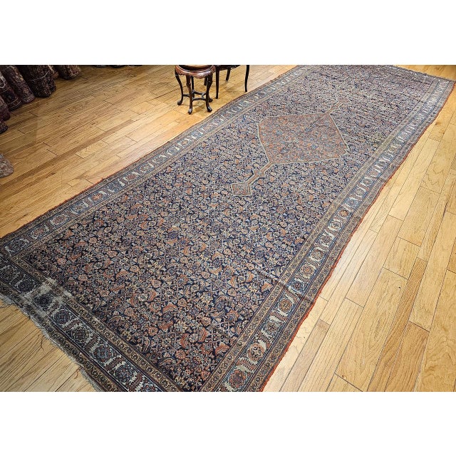 19th Century Persian Farahan Gallery Rug, Hand-Knotted Wool, Herati Geometric Pattern, Navy & ivory, 7x19 For Sale - Image 14 of 18