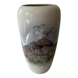 Royal Copenhagen Porcelain Vase — Coastal Cliffs & Seagulls Landscape, Model 2694 — First Quality
