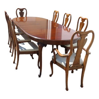 Thomasville Cherry Formal Dining Table and 8 Chairs - Set of 9 For Sale