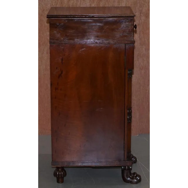 Large William IV Flamed Hardwood Side Cabinets with Campaign Drawers, 1830s, Set of 2 For Sale - Image 11 of 18