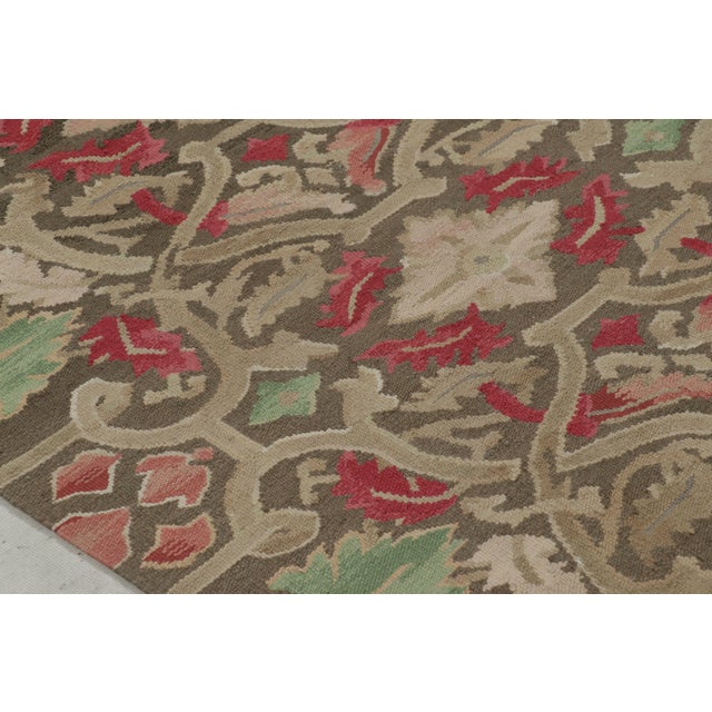 18th Century Aubusson Style Inspired Design Brown Wool Runner by Rug & Kilim For Sale In New York - Image 6 of 8