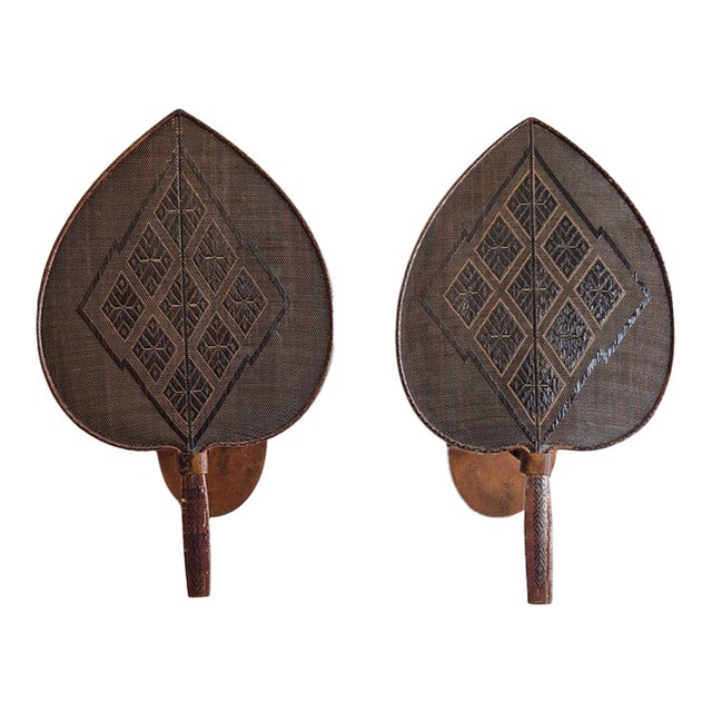 Vintage Americana Anglo Indian Style Wicker Wall Sconces - Pair For Sale