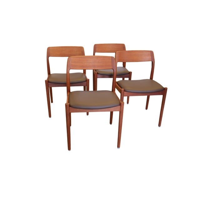 Chairs in Teak and Leather by Henning Kjærnulf for KS Møbler, 1960s, Set of 4 For Sale - Image 17 of 17