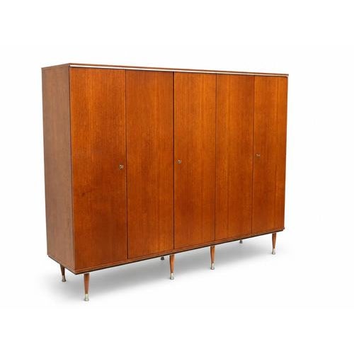 Brown Five-Door Teak Wardrobe with Hanging Section and Shelves For Sale - Image 8 of 9