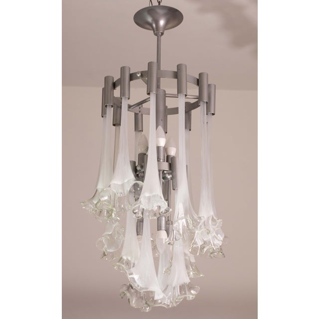 White Murano Glass White Chandelier “Calle” by Venini, 1970 For Sale - Image 8 of 12