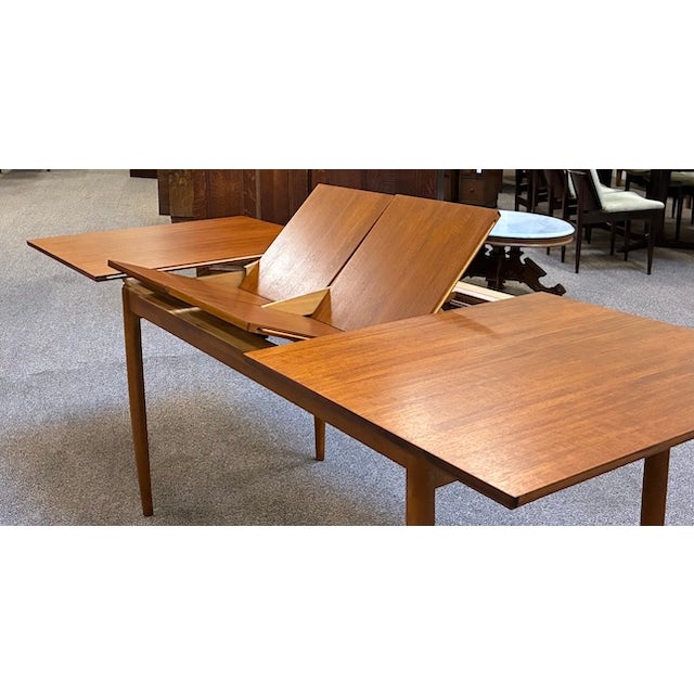 Teak Dining Table With 3 Butterfly Leaf Extensions Uk Import C. 1960's For Sale - Image 11 of 18