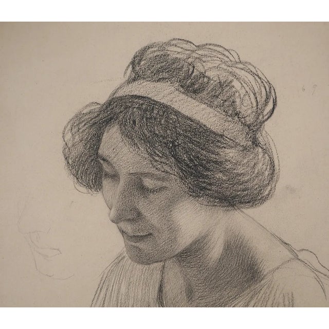 Modern Léopold Franz Kowalski, Portrait of Amélia, Original Drawing For Sale - Image 3 of 5