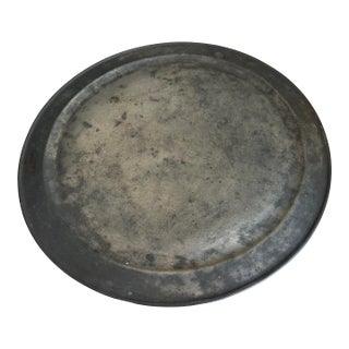 Antique Pewter Round Tray For Sale