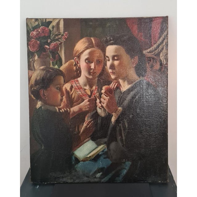 Art Deco Genre Scene, 20th Century, Oil on Canvas For Sale - Image 17 of 17