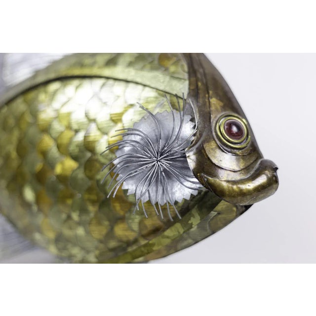 Fish in Copper, Brass & Tin Leaves, 1970s For Sale - Image 4 of 9