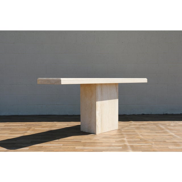 1980s Italian Postmodern Travertine Console Table by Stone International | Made in Italy For Sale - Image 10 of 18