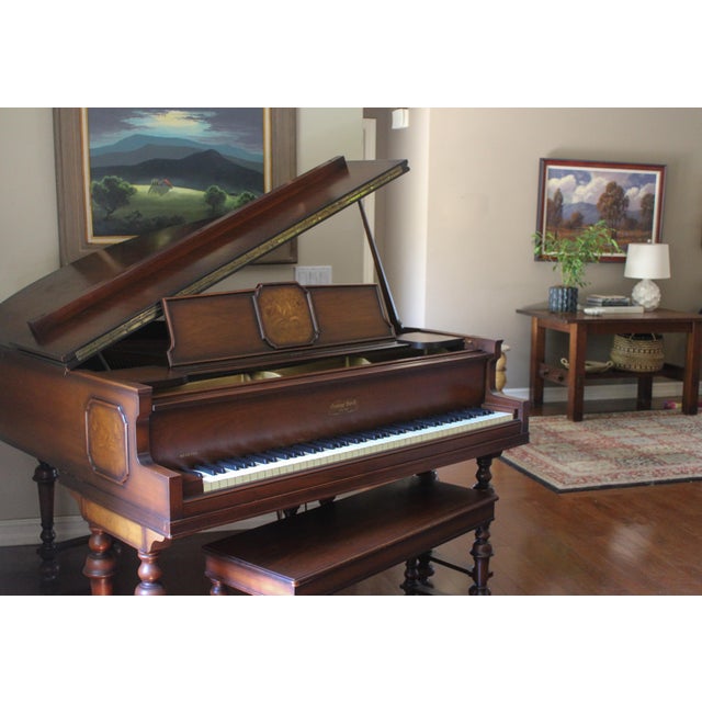 Wood 1930s George Steck Baby Grand Piano -- Petite Size With Inlaid Cabinet For Sale - Image 7 of 7