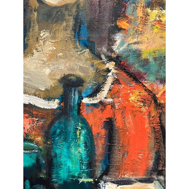 Sven Lundgren, The Woman with the Wine Bottle, 1950s, Oil Painting on Canvas, Framed For Sale - Image 14 of 16