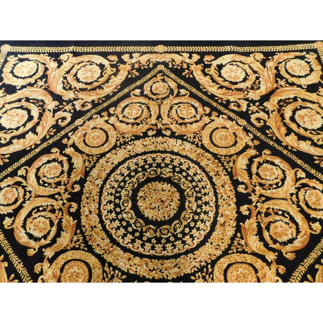 Textile Hand Knotted Black and Gold Rug. 8'x 7'10" For Sale - Image 7 of 12