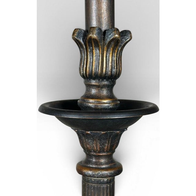Late 20th Century Contemporary Neoclassical Bronze Finished Fluted Buffet Lamps - A Pair For Sale - Image 12 of 16