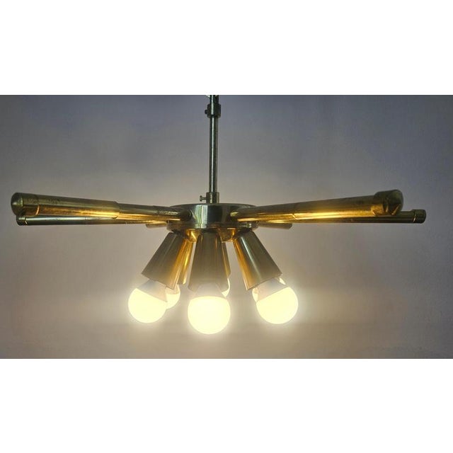 Mid-Century Brass Chandelier, 1970s For Sale - Image 13 of 17
