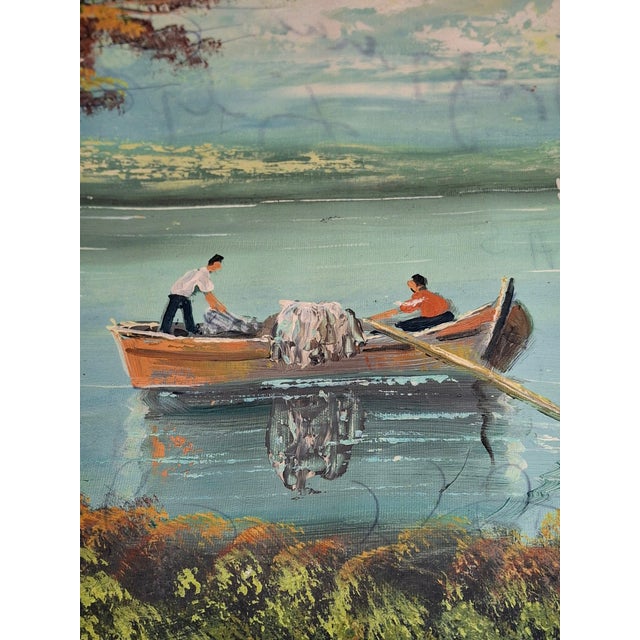 Textile Avigdor Luisada Pair Original Oil Paintings Jerusalem & Sea of Galilee Modernism For Sale - Image 7 of 18