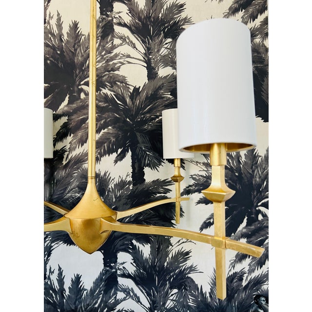 Thomas O'Brien Contemporary Gilt Iron Chandelier With Four Arm Design For Sale - Image 4 of 13