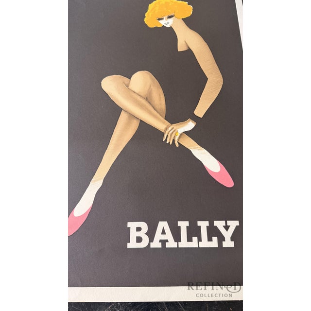 An original vintage Bally fashion advertising poster illustrated by celebrated French graphic artist Bernard Villemot...