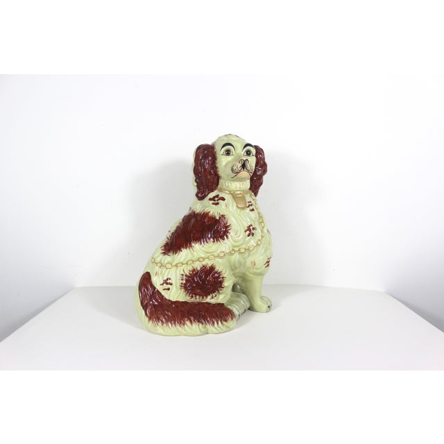 Very Large Vintage Staffordshire Spaniel Dog Hand Painted Collectible For Sale - Image 4 of 11