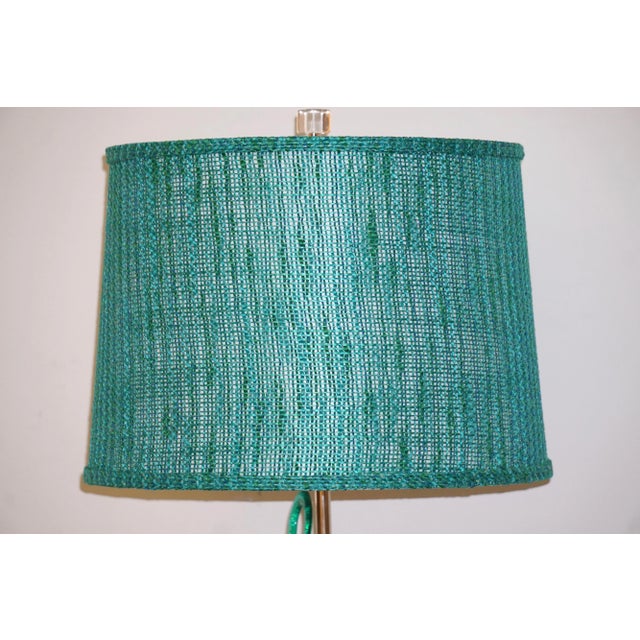 2010s Italian Silver Color Nickel With Aqua Blue Murano Glass Swirls Lamps - a Pair - in Showroom For Sale - Image 5 of 11