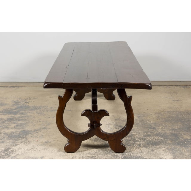 19th Century Spanish Oak Refectory Table With Monumental Trestle Base For Sale - Image 13 of 18