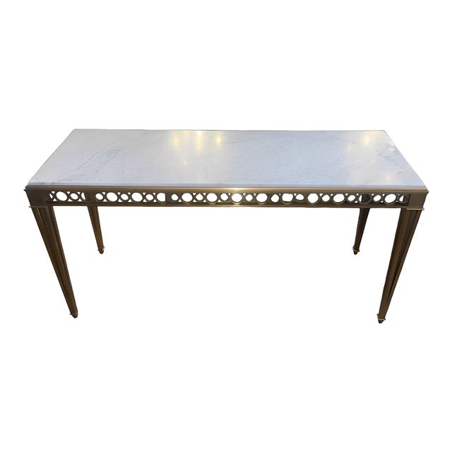 1960s Attributed to Paul M. Jones Neoclassical Style Bronze & White Marble Console Table, Usa, 1960s For Sale