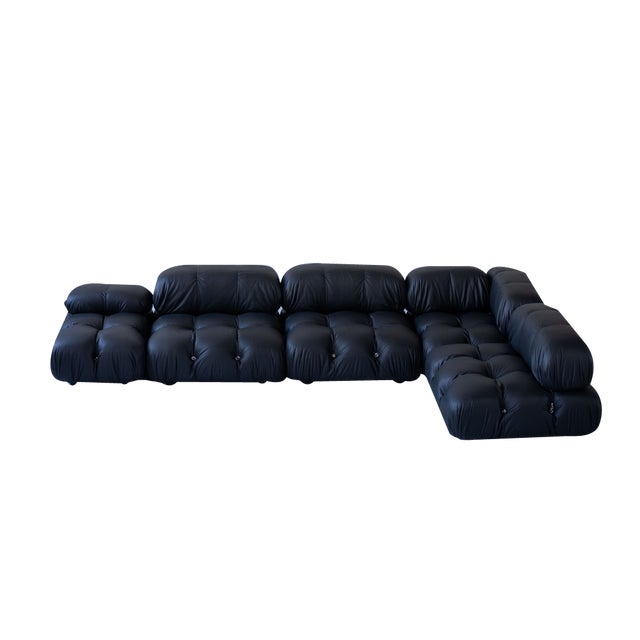 Modular Cameleonda Sofa in Black Leather by Mario Bellini for B&B Italia, 1970s, Set of 8 For Sale