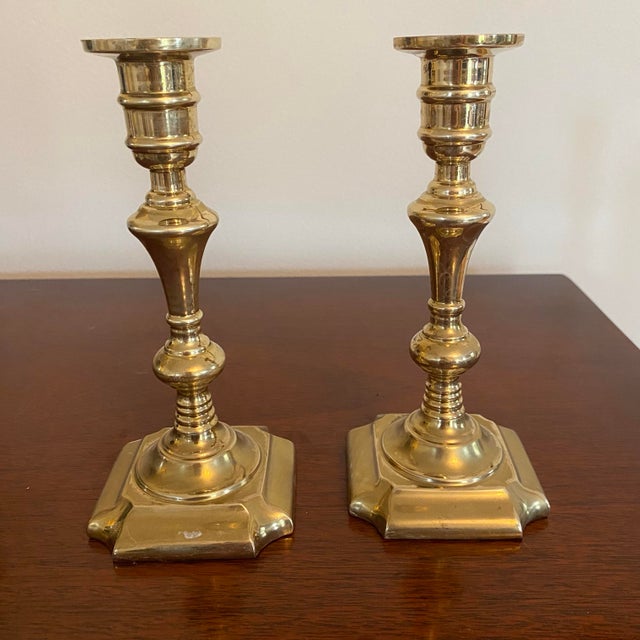 1970s Valsan Portugal Solid Brass Candlesticks, a Pair | Chairish