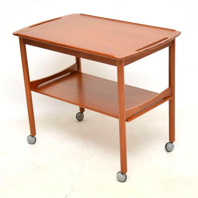 Mid-Century Modern Vintage Danish Teak Drinks Trolley, 1960s For Sale - Image 3 of 8