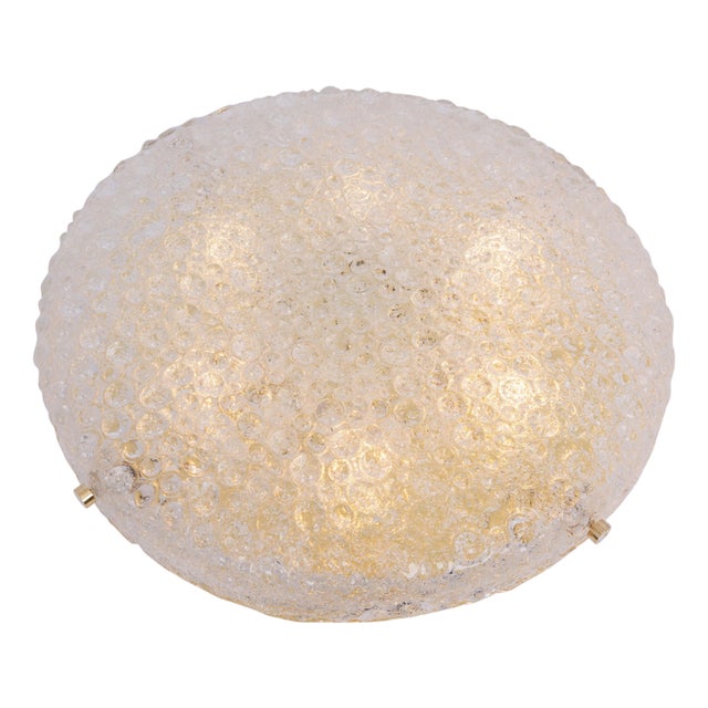Large Vintage Flush Mount in Ice Glass from Hillebrand, Germany, 1970s For Sale