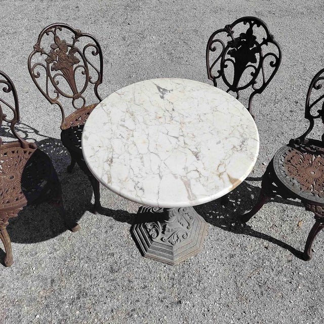 Brown Cast Iron Patio Garden Table and Chairs, Set of 5 For Sale - Image 8 of 18