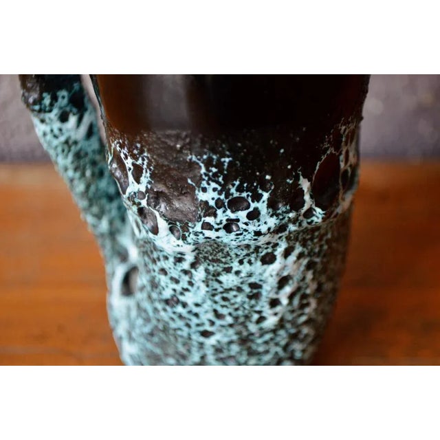 Boho Chic Black and Orange Vase in Free Shape For Sale - Image 3 of 8