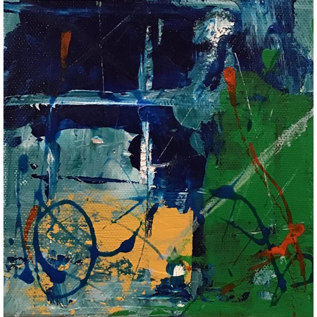 “Scooter” Little Abstract Painting on Stretched Canvas For Sale