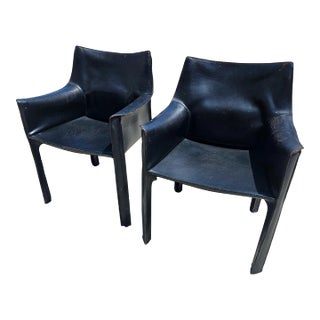 1970s Cassina Cab 413 Mario Bellini Chairs- Set of 2 For Sale