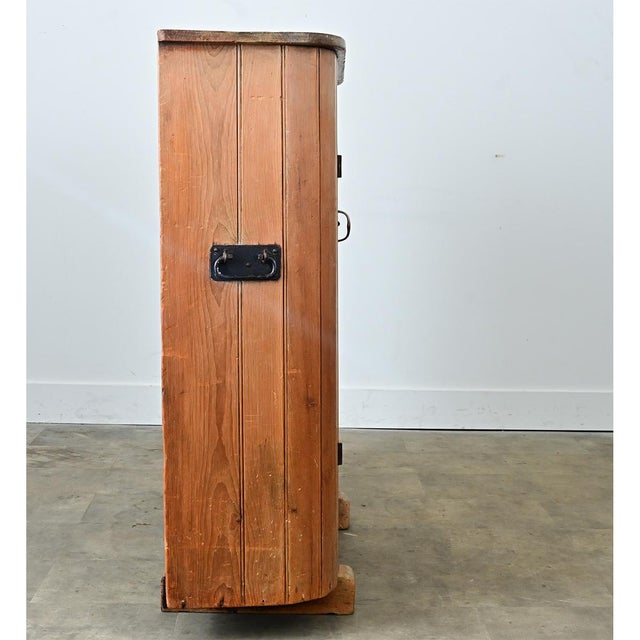 19th Century English “Huffer” Pine Demilune Warming Cabinet For Sale - Image 4 of 12