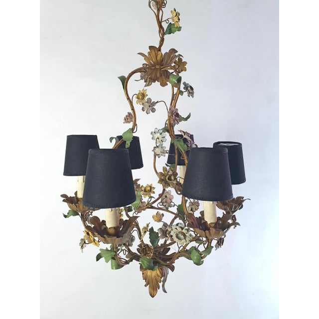 Rococo Mid-Century Italian Tole Chandelier, 1950s For Sale - Image 3 of 13