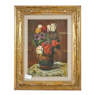 A. Micheli, Floral Still Life, Oil on Board, Framed For Sale