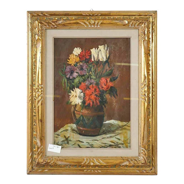 A. Micheli, Floral Still Life, Oil on Board, Framed For Sale