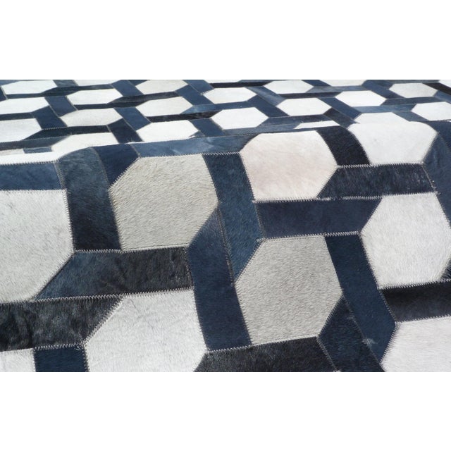 Not Yet Made - Made To Order Montgomery Silver/Blue/Multi Patchwork Leather Area Rug - 5'x8' For Sale - Image 5 of 10