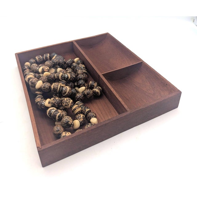 Wood 1960s Danish Teak Wood Vide Poche Desk or Vanity Partitioned Tray For Sale - Image 7 of 11