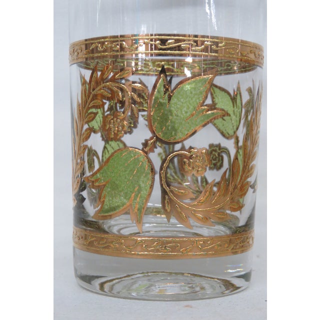 Culver Highball Glasses Green Ivy and 22k Gold Vines Set of Eight 4602b For Sale In Miami - Image 6 of 12