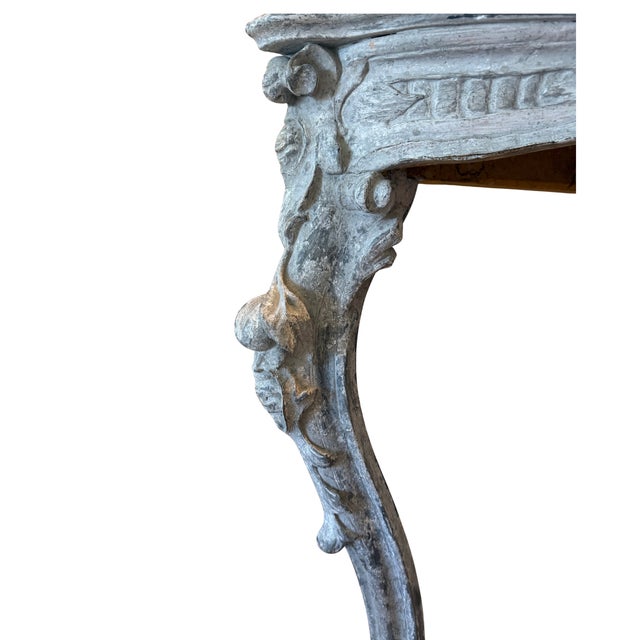 Early 20th Century Early 20th Century Italian Rococo Style Shaped Grey Marble-Top Console Table For Sale - Image 5 of 17