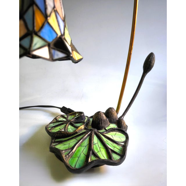 1970s 1970s Art Nouveau “Lotus Flower” Table Lamp For Sale - Image 5 of 14