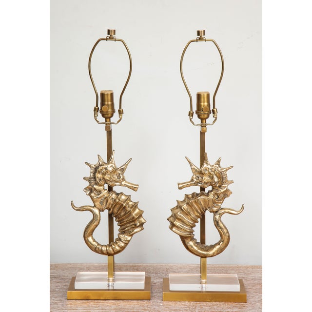 Bespoke Seahorse Bronze Table Lamps - A Pair For Sale - Image 10 of 10