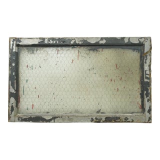 Reclaimed Wormy Chicken Wire Glass Window 31.75 X 19 In. For Sale