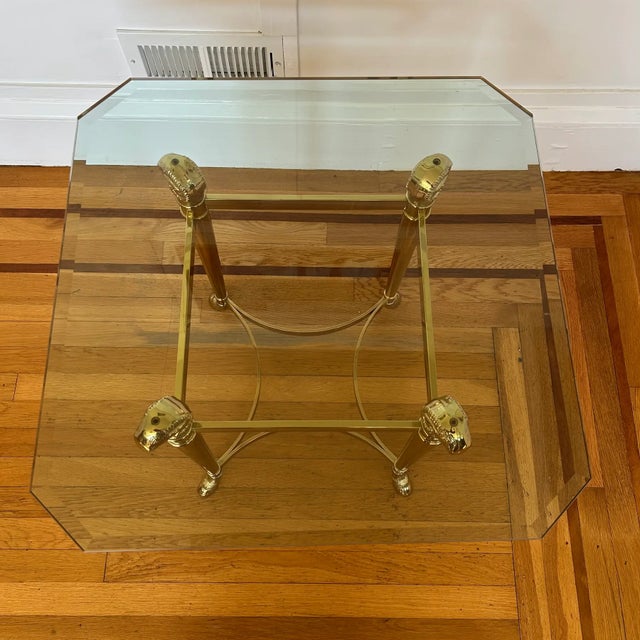 Hollywood Regency Maison Jansen Style Hollywood Regency Brass Octagon Side Table For Sale - Image 3 of 5