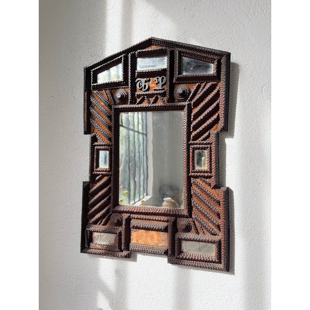 Antique Tramp Art Mirror, 1890s For Sale - Image 16 of 18