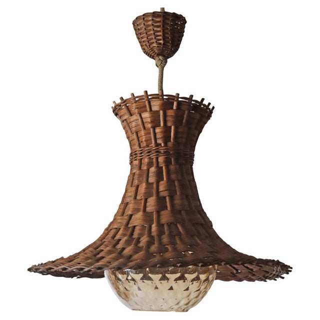 Modern Mid-Century Tulip Lamp in Woven Wood and Willow from Peill & Putzler, 1960s For Sale - Image 18 of 18