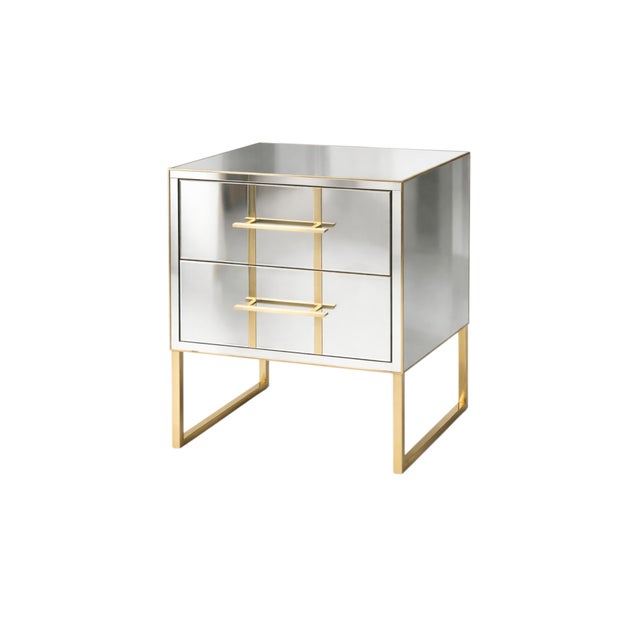 Not Yet Made - Made To Order Mirrored Nightstands with Brass Sled Base from Justfurnituress SRL, 2026, Set of 2 For Sale - Image 5 of 11